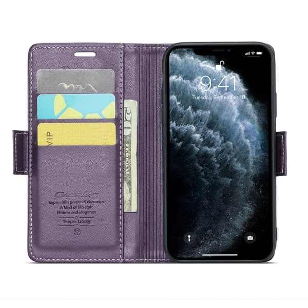CASEME Plånboksfodral Konstläder för iPhone 11 Pro Max - Lila