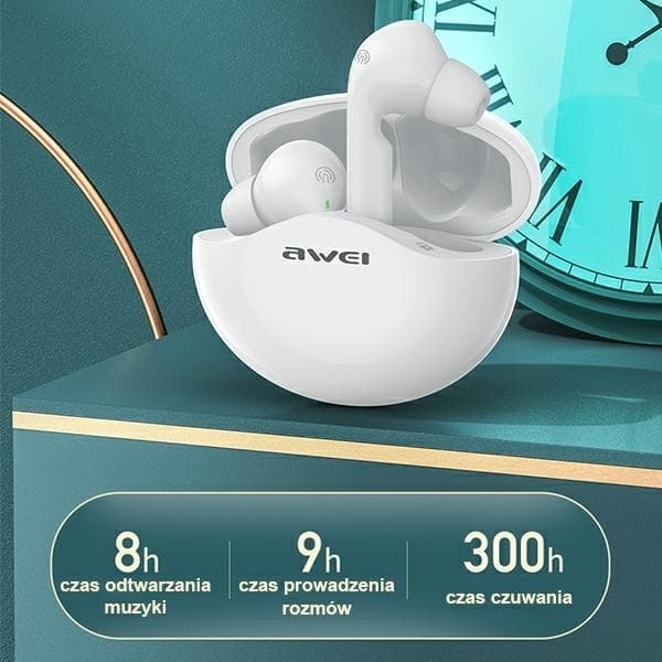 Awei TWS In-Ear øretelefon Trådløs Bluetooth Sport T12 - Hvid Vit