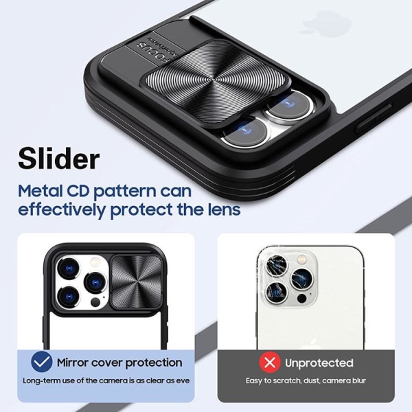 iPhone 12 Pro Mobile Cover 360 -kameran liukusäädin - musta