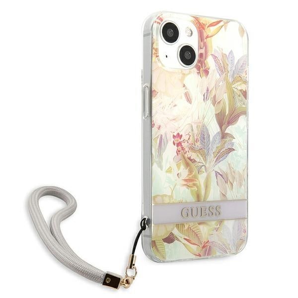 Guess iPhone 13 Mini Skal Flower Strap - Lila