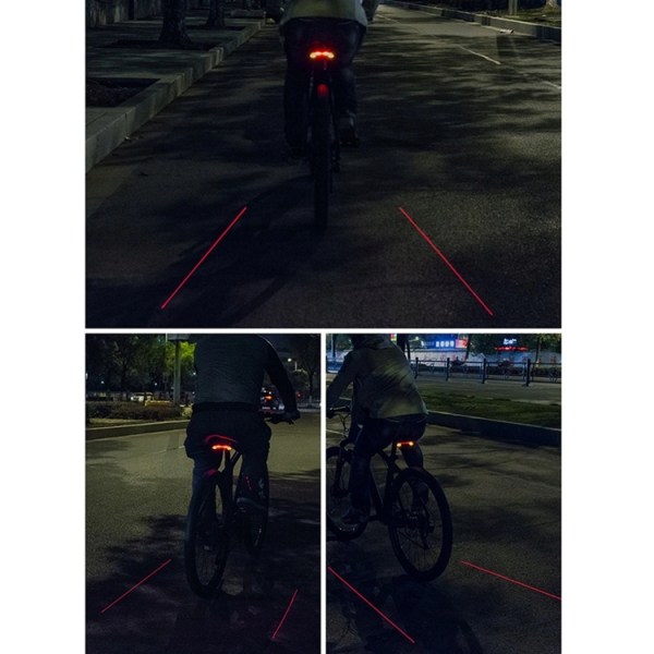 Rockbros bakre cykelljus med laser - Svart