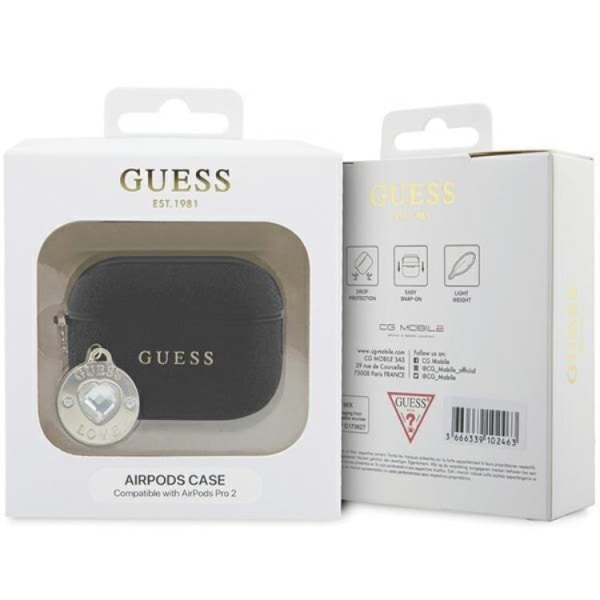 Guess AirPods Pro 2 Skal Fixed Glitter Heart Diamond Charm