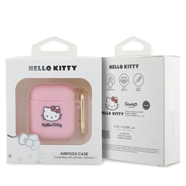 Hello Kitty AirPods 1/2 Shell Silikone 3D Kitty Head - Pink