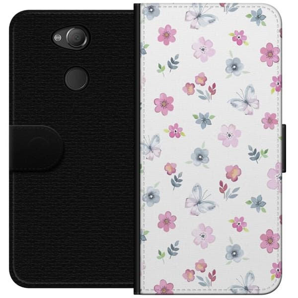 Pung etui til Sony Xperia XA2 med Blomster og sommerfugle