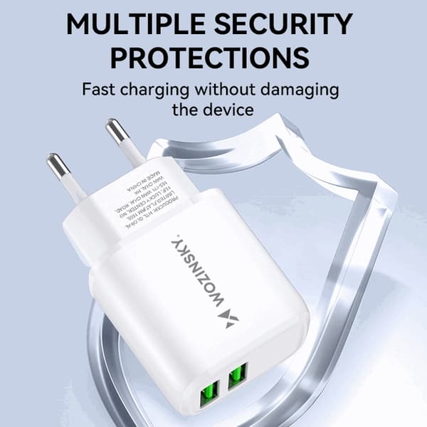 Wozinsky Väggladdare CUWCW 2.4A 2 x USB-A - Vit Vit