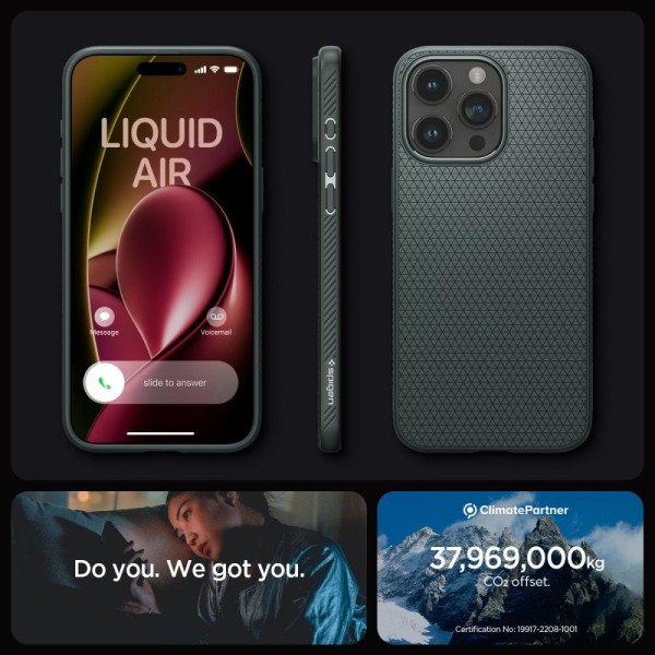 Spigen iPhone 15 Pro Mobilskal Liquid Air - Abyss Grön