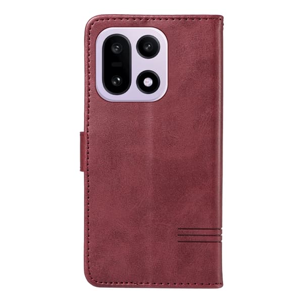 OnePlus 15 5G Plånboksfodral T-Shape Lines Konstläder Vinröd