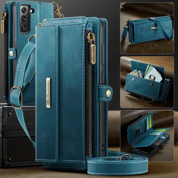 CASEME Konstläder Plånboksfodral för Samsung Galaxy S22+ 5G - Grön