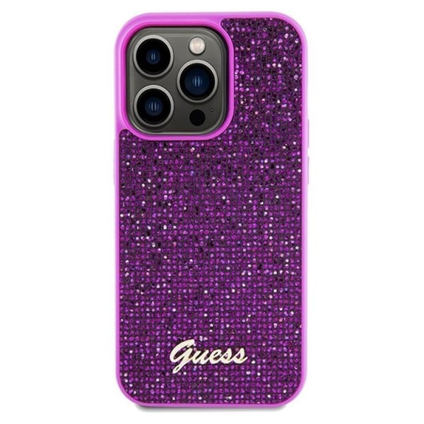 Guess iPhone 14 Pro Mobile Cover Disco Script Metal - violetti
