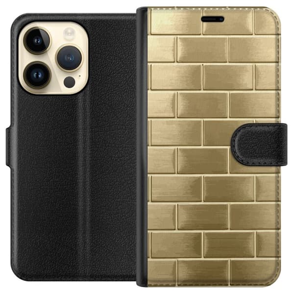 Plånboksfodral till Apple iPhone 14 Pro med Gyllene Murstenar