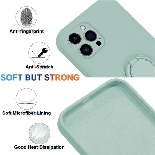Mobilskal till iPhone 15 Pro Max Ringhållare Liquid Silikon - Cyan