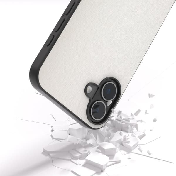 ABEEL Mobilskal till iPhone 16 Äkta Läder Coated PC+TPU Vit