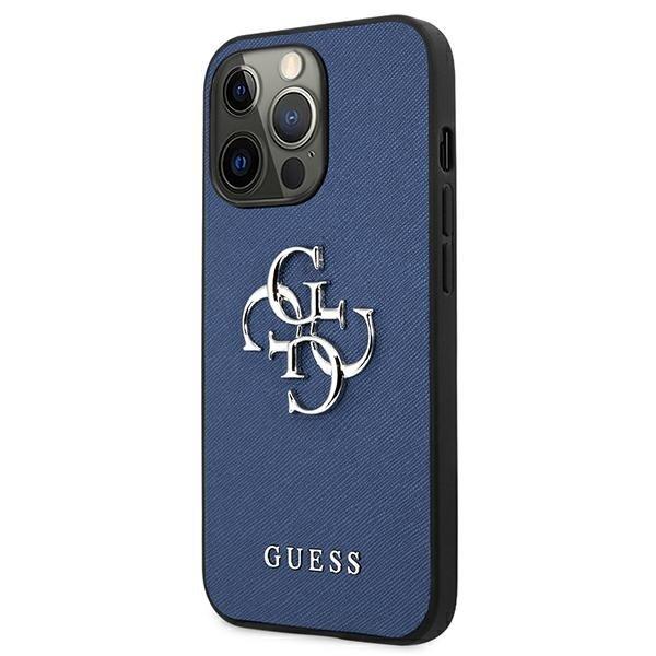 Guess Saffiano 4G Metal Logo Cover iPhone 13 Pro / 13 - Sininen Blue