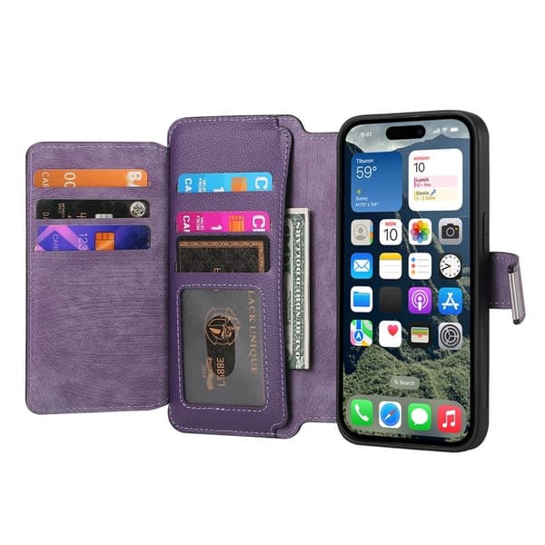 CASENEO MW-02 iPhone 16 Plus Plånboksfodral Konstläder - Lila