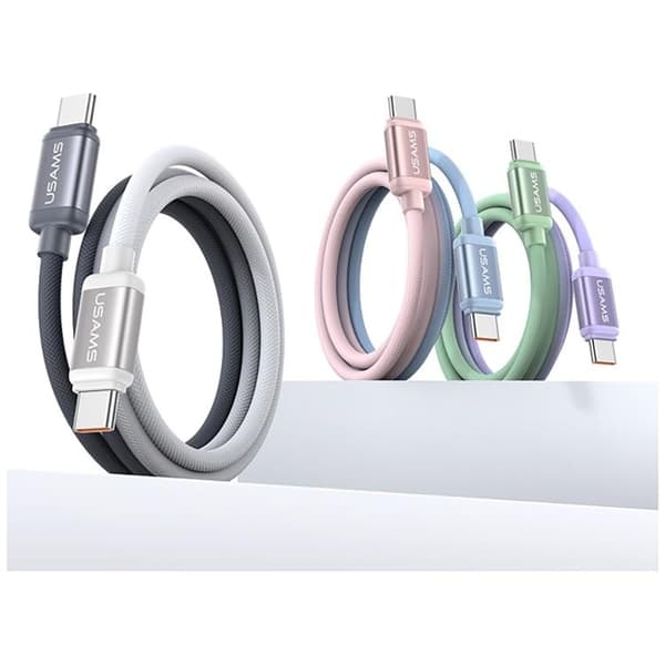 USAMS USB-C till USB-C Kabel PD 60W 1.2m Bicolor SJ756 - Blå/Rosa Rosa