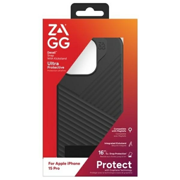 ZAGG Telefontaske til iPhone 15 Pro MagSafe Denali Snap Kickstand - Sort