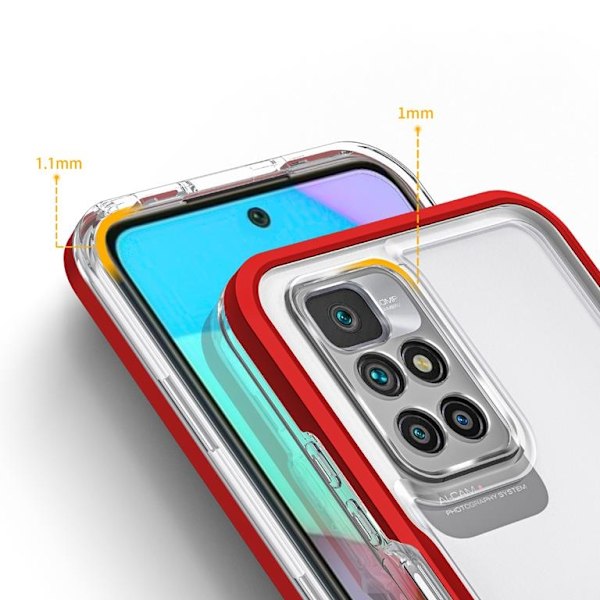 Xiaomi Redmi 10 4G (2021/2022) Skal Clear 3in1 - Röd