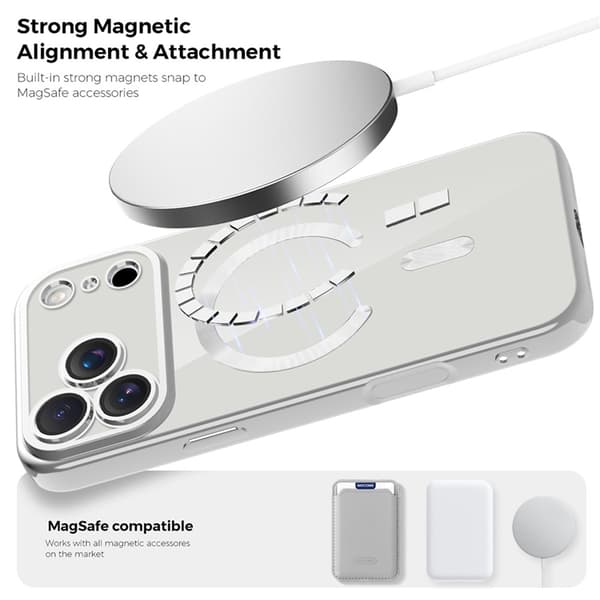 Mobilskal till iPhone 17 Pro Max MagSafe Korthållare TPU + PC - Grå Grå