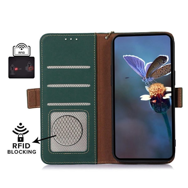Plånboksfodral för Samsung Galaxy S26 Plus Äkta läder RFID - Grön