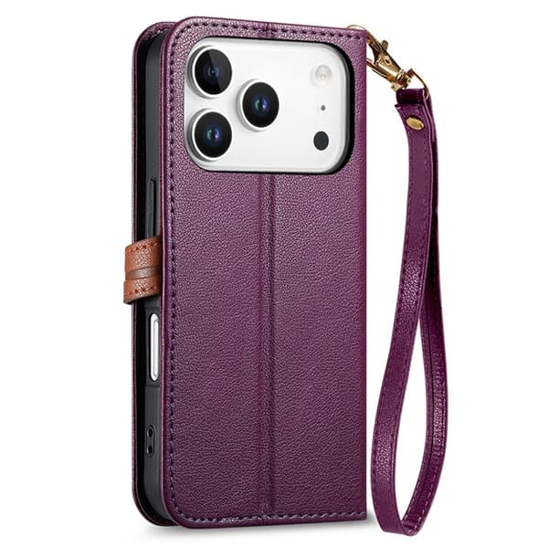 iPhone 17 Pro Plånboksfodral Leaf Magnetiskt Spänne Konstläder - Lila Lila