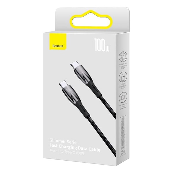 Baseus USB-C till USB-C kabel 100W 2m - Svart Svart