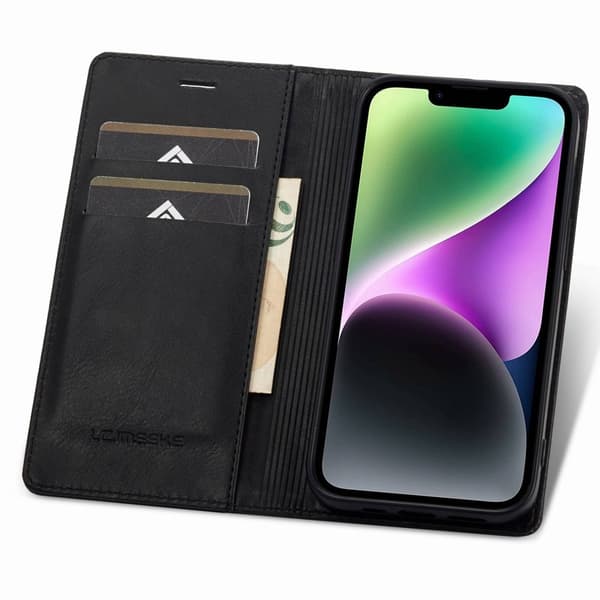 LC.IMEEKE iPhone 14 Plus Plånboksfodral i Konstläder - Svart