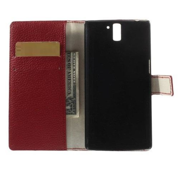 Litchi Wallet Case til OnePlus One (rød) Red