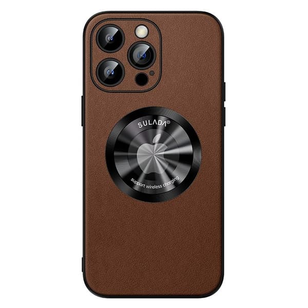 SULADA Mobilskal till iPhone 15 Pro Max Microfiber Läder TPU - Brun