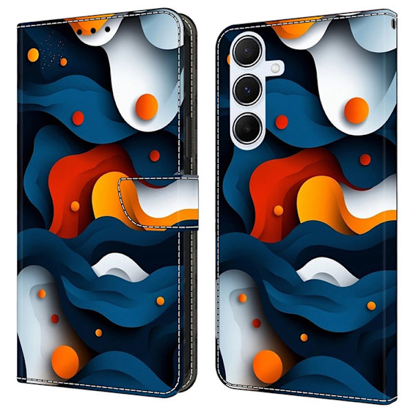 Galaxy A17 5G Konstläder Plånboksfodral Pattern Printing - Gradient Blå