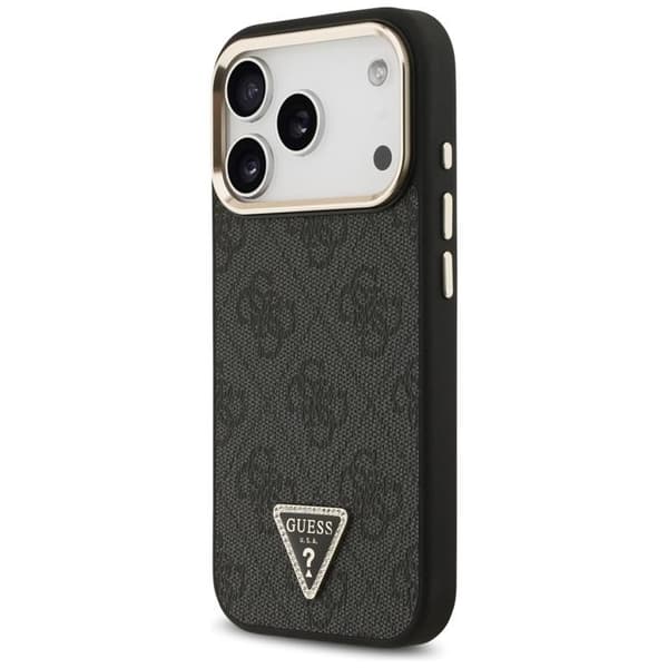 Guess telefontaske til iPhone 17 Pro MagSafe 4G trekantlogo - sort guld Svart