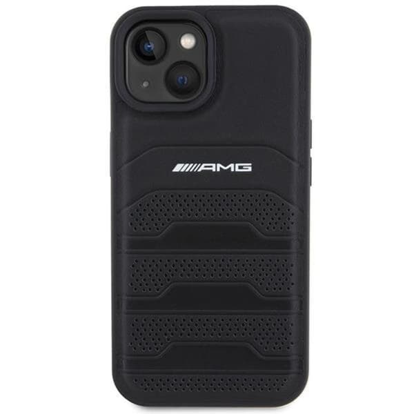 AMG Mobilskal till iPhone 15 Plus Läder Debossed Lines - Svart Svart