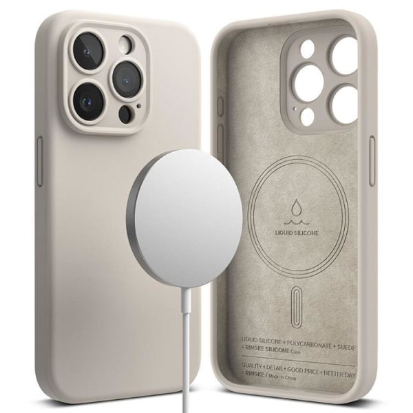Ringke iPhone 15 Pro Mobilskal Magsafe Silikon - Stone
