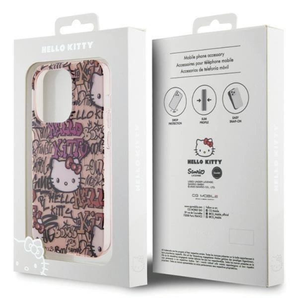Hello Kitty iPhone 13 Pro Max Mobile Cover IML Tags Graffiti - Pinkki