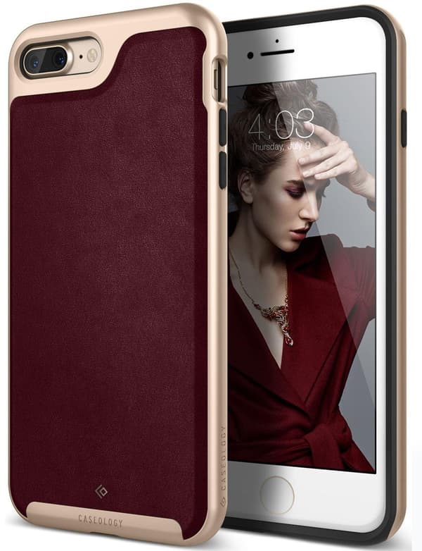 Caseology Envoy Äkta Läder Skal iPhone 7 Plus - Cherry Vinröd