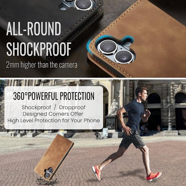 CASEME 013 Case iPhone 17 Plånboksfodral Konstläder Ställ - Brun