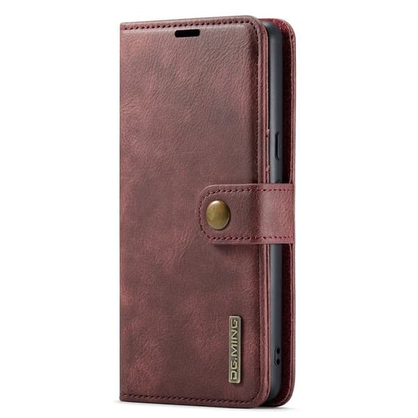 DG.MING Google Pixel 8 Äkta Läder Plånboksfodral Detachable Magnet Röd