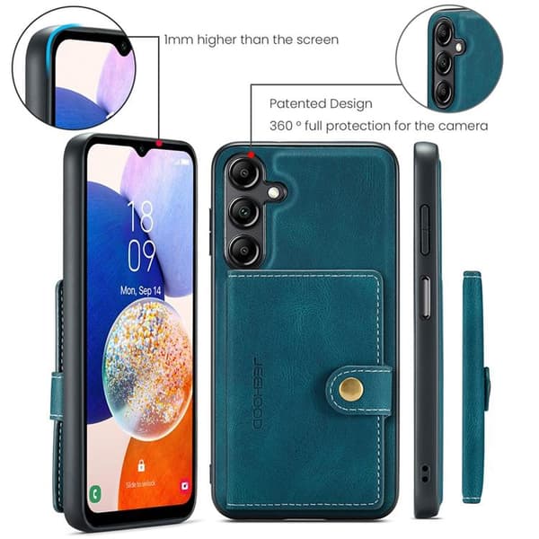 JEEHOOD Samsung Galaxy A14 4G/5G  Mobilskal KonstLäder - Blå Blå
