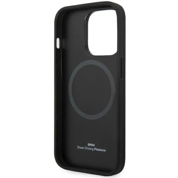 BMW Mobilskal till iPhone 14 Pro Max Magsafe Läder Diamond Pattern Svart