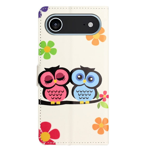 iPhone Air Konstläder Plånboksfodral Pattern Print - Par Ugglor Vit