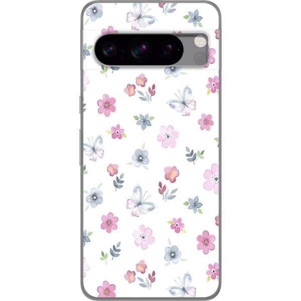 Mobilskal till Google Pixel 8 Pro med Blommor och fjärillar