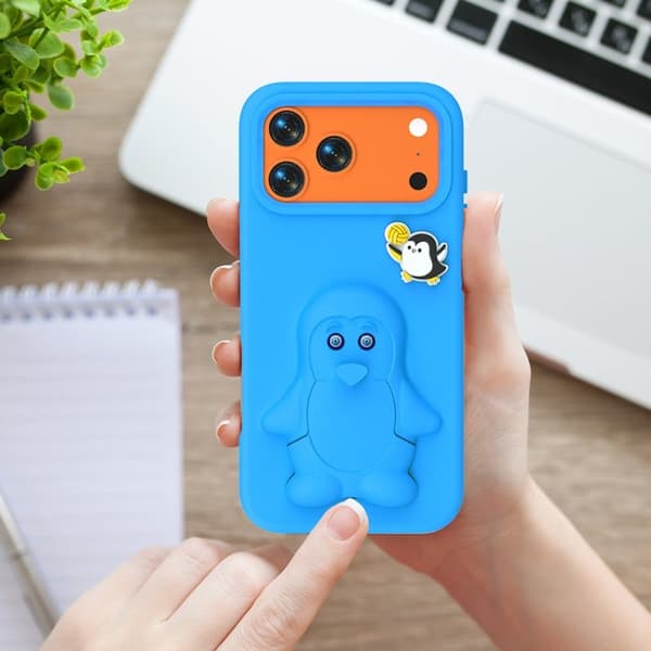 Penguin Mobilskal till iPhone 17 Pro Max Kickstand Stöttålig EVA - Blå
