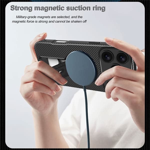 Mobilskal till iPhone 17 Pro MagSafe Kickstand Carbon Fiber - Grå Grå