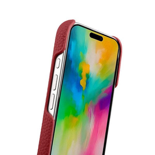 MELKCO Mobilskal till iPhone 16 Pro Äkta Läder PC Röd