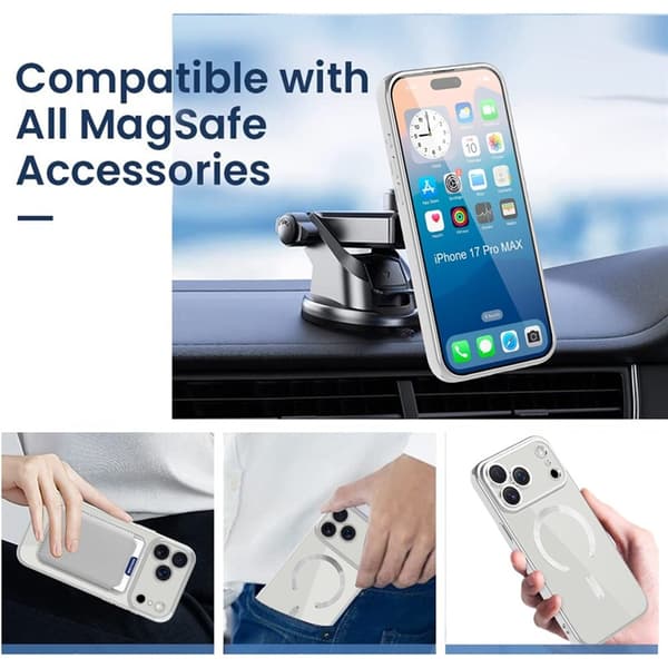 Mobilskal till iPhone 17 Pro Max MagSafe Korthållare TPU + PC - Grå Grå