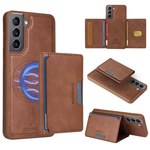 BETOPNICE Samsung Galaxy S21+ 5G Plånboksfodral Konstläder - Brun