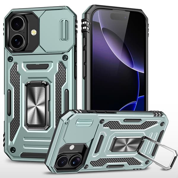 Mobilskal till iPhone 17 Kickstand Lens Lid - Grön Grön