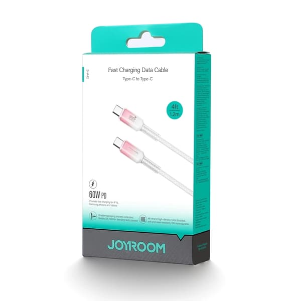 Joyroom S-A42 USB-C - USB-C 60W 1.2m Kabel Krystalklar Serie - Hvid Vit