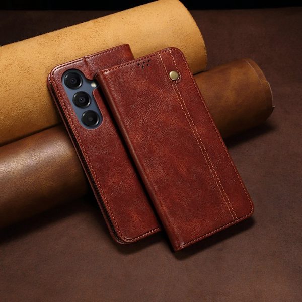 Plånboksfodral för Samsung Galaxy S26 Plus Konstläder Stativ - Brun
