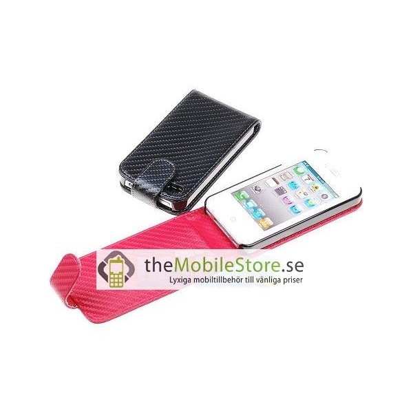 Carbon Fiber mobilväska till Apple iPhone 4S / 4 (Ljus Rosa) Rosa