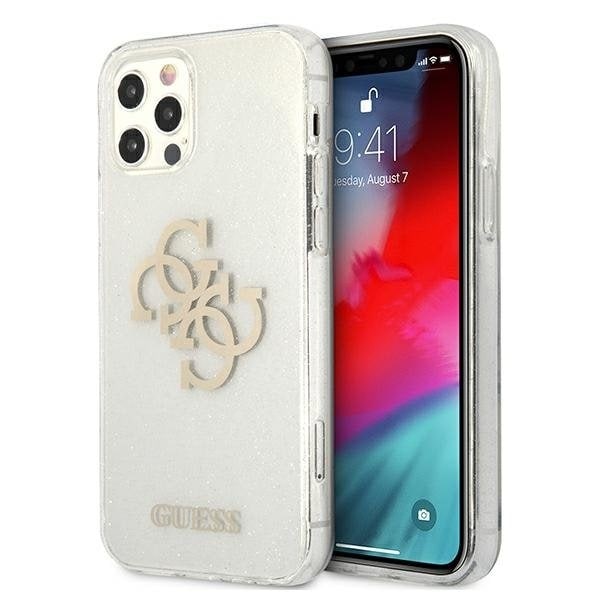 Guess iPhone 12 Pro Max Skal Glitter Logo - Läpinäkyvä Transparent